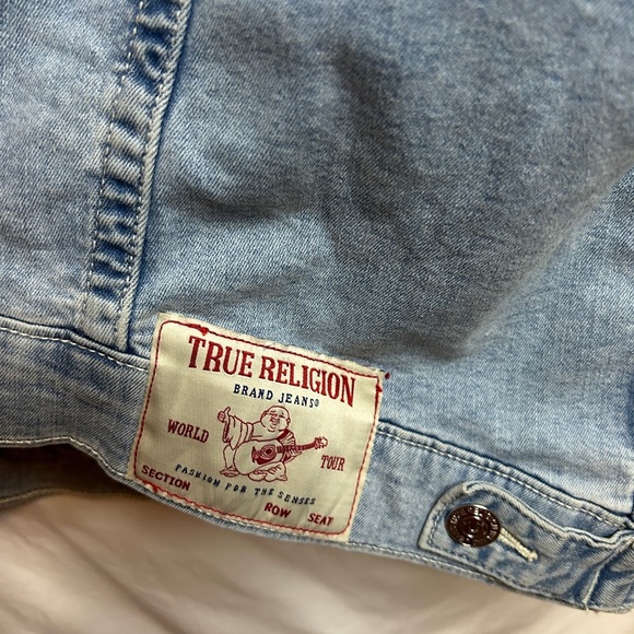 True Religion Men's Jimmy Snap Denim Trucker Jacket in Light Wash Size L - Picture 4 of 4